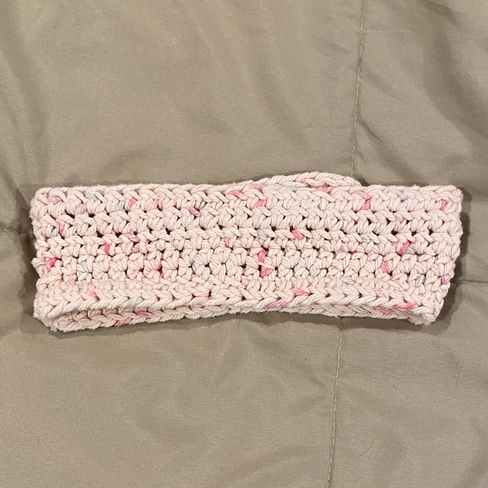 Handcrafted Pink/off white Crochet Headband or ear warmer for toddlers